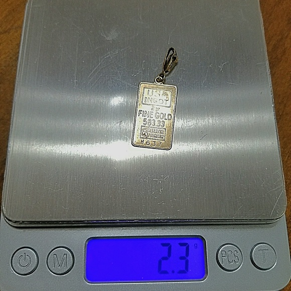 14kt Yellow Gold USA 2 Gram Ingot Pendant - Picture 4 of 8